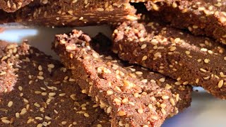 برازق بالخرنوب و السمسم و اليانسون Syrian Barazek biscuit recipe NO sugar with carob anise [upl. by Costa167]