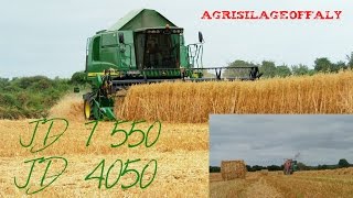 HD John Deere T550 cutting Winter Oats JD 4050 Baling [upl. by Dougie]