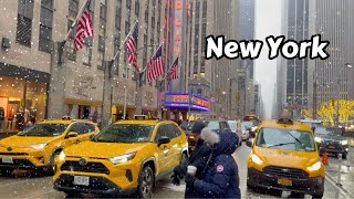 Light Snow Walk 4k  Walking New York 2024 Usa Virtual Travel Video [upl. by Aitnas48]