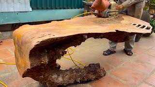 The Large Table Made From 500 Years Old Tree Trunk  Amazing Woodworking Creative Skills [upl. by Av]