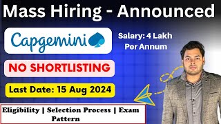 Capgemini Mass Hiring for fresher  Capgemini Off Campus drive fresher  Salary 4LPA [upl. by Atinar]