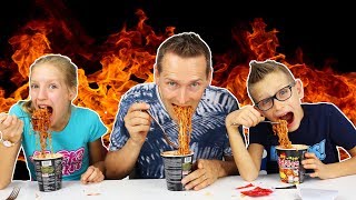 KOREAN FIRE NOODLE CHALLENGE w our DAD [upl. by Kcuhc]