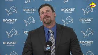 New Detroit Lions coach Dan Campbell says quotWere going to bite a kneecap offquot in first presser [upl. by Anahpos539]