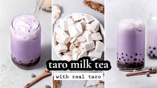 Creamy Taro Milk Bubble Tea  Brown Sugar Boba amp Real Taro Root [upl. by Darline]