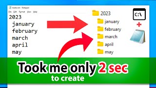 Create multiple folders and subfolders at once on Windows  Notepad  CMD [upl. by Eiryk860]