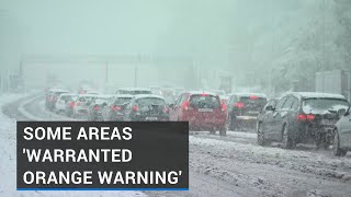 Some areas warranted Orange warning amid heavy snow says Met Éireann [upl. by Aronson]