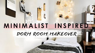 MINIMALIST DORM ROOM MAKEOVER  hacks and tips [upl. by Adekan]