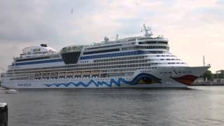 Cruise Ship AIDAdiva auslaufend Warnemünde 22052015 [upl. by Enilauqcaj]