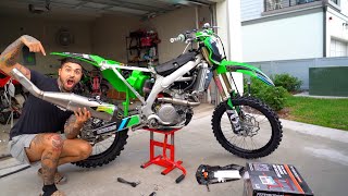 BUYING THE MOST EXPENSIVE EXHAUST FOR MY 2022 KX450F   BRAAP VLOGS [upl. by Fleischer]