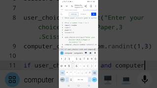 Rock paper scissors game in pythonpython coding ifcondition rockpaperscissorgame games [upl. by Einre]