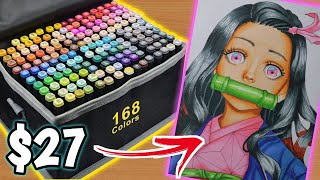 I bought the CHEAPEST 168 ALCOHOL MARKERS  UNBOXING amp DRAWING TEST [upl. by Odnumyer517]