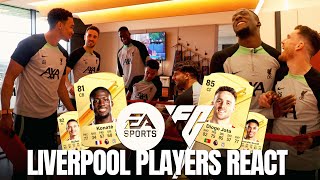 Liverpool players react HILARIOUS Jota amp Konate partnership  EA SPORTS FC 24 ratings revealed [upl. by Anirehtak]