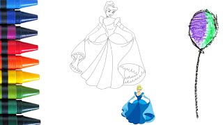 Coloring with Sticker Book Dress Up Disney Princess ArielSnow WhiteBelleCinderella [upl. by Page]