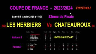 LES HERBIERS  CHATEAUROUX  match de Football de 32ème de finale de Coupe de France  Le 06012024 [upl. by Garv]