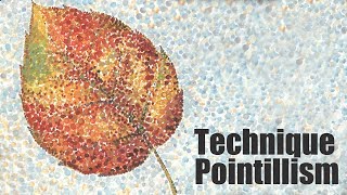 Speed Painting  Technique Pointillism  Autumn leaf  Gouache  IOTN [upl. by Clausen806]