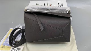 Loewe small soft grain calf leather puzzle hand bag review [upl. by Annail862]