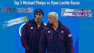 Michael Phelps vs Ryan Lochte Top 5 Races [upl. by Bendite]