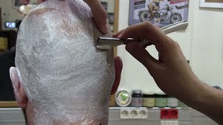 Tutorial de barbería Afeitado craneal y perfilado de barba [upl. by Cadmann314]