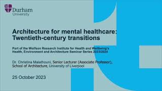 Architecture for mental healthcare Twentiethcentury transitions [upl. by Airrat]