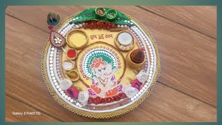 Ganpati pooja thali decoration pooja thali decoration ideaGanpati lippan art ideaArt lover4tb [upl. by Llenrod]