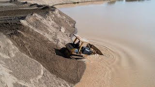 WOW Omg Filmed In Person So Wrong Bulldozer Lost Control Mechanic Fail Run Into Deep Water [upl. by Aibara]