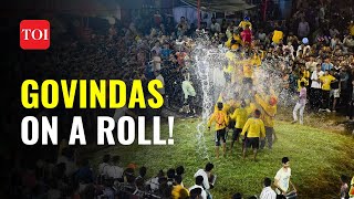 Dahi Handi celebrations in Mumbai Watch how Govindas broke the first Dahi Handi with 8 pyramids [upl. by Garibold]