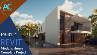 Modern House  Part 1  Complete Step by Step Project  Revit Tutorial [upl. by Anazus]