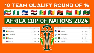 10 Team Qualified Round of 16 Africa Cup Of Nations • All Standings Table AFCON 2024 [upl. by Bronez]