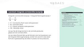 Integrale commerciële kostprijs berekenen  BAES Education [upl. by Flemming]