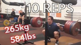 265kg584lbs ATG Squat for 10 Reps [upl. by Ahsinod]