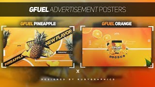 FREE GFX Free Photoshop Template Clean GFUEL Advertisement Poster Design Pineapple amp Orange [upl. by Aiciram]