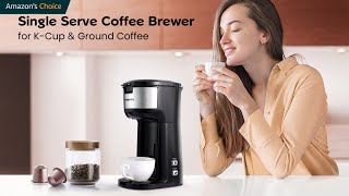 Famiworths Single Serve Coffee Maker For K Cup And Ground Coffee  Single Serve Coffee Maker [upl. by Dwain]