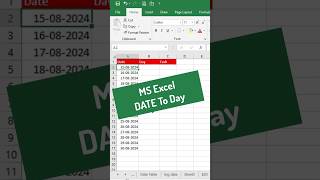 MS Excel Convert Date to its Corresponding Day msexcel [upl. by Mikihisa859]