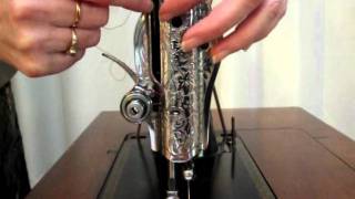 How to thread a Singer 15K Treadle Sewing Machine [upl. by Rebme431]