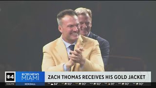 Zach Thomas receives iconic Pro Football Hall of Fame gold jacket [upl. by Yeffej940]