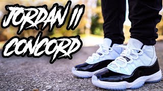 2018 JORDAN 11 CONCORD REVIEW AND ON FOOT IN 4K [upl. by Isyed]