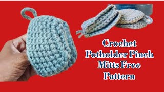 Crochet Potholder Pinch Mitts Free Pattern  How To Make Crochet Potholder Pinch Mitts [upl. by Yraunaj851]