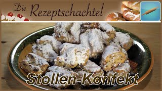 Stollenkonfekt Rezept  Kleine Mini Christstollen mit Marzipan  ChriststollenKonfekt ganz einfach [upl. by Imas847]