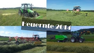 Heuernte 2014  Mähen Wenden Schwaden und Pressen HD [upl. by Naired843]