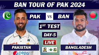 PAKISTAN vs BANGLADESH 1st TEST DAY 5 LIVE COMMENTARY  PAK vs BAN TEST MATCH LIVE 2024 [upl. by Jarita663]