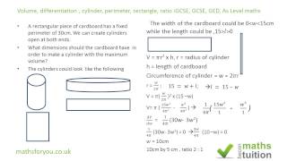 Optimization Volume Cylinder iGCSE Additional maths As Level maths [upl. by Koal]