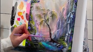 How To Paint ETHEREAL FALLS  step by step Acrylic Painting Tutorial  FANTASY [upl. by Adner]