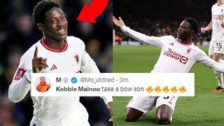 FOOTBALL WORLD REACT TO KOBBIE MAINOO GAME WINNER GOAL VS WOLVERHAMPTON  MAINOO GOAL REACTIONS [upl. by Eilhsa]