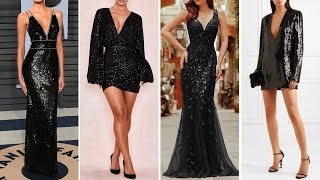 VESTIDOS DE COCTEL Y FIESTA EN NEGRO CON LENTEJUELA🎀BLACK COCKTAIL AND PARTY DRESSES WITH SEQUINS [upl. by Evelyn]