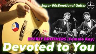 Devoted To You FEMALE Key Everly Brothers Instrumental guitar karaoke cover with lyrics [upl. by Hosbein]