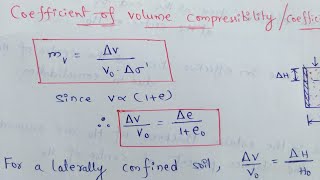 Coefficient of volume compressibility  Coefficient of volume change  Consolidation [upl. by Anwaf811]