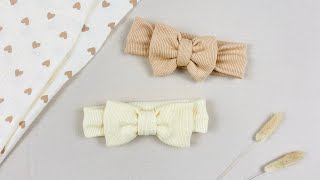 HOW TO MAKE BOW HEADBAND RIB KNIT FOR BABY GIRL NEWBORN 🎀  Imaw DIY TUTORIAL howto [upl. by Brendan162]