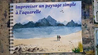 Improviser un paysage simple à laquarelle  Démo 7 [upl. by Nahgen988]