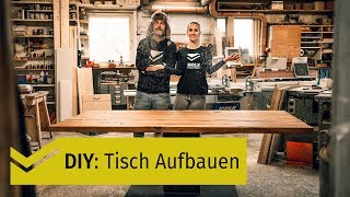 Tisch Aufbau Montage mit Mittelfuss Tischwangen amp KufenGestell DIY HOLZPILOTEN [upl. by Morris]