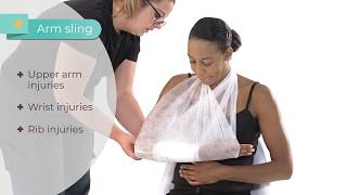 How to put on a sling  Arm Sling amp Elevation Sling  First Aid  iHASCO [upl. by Kowalski]